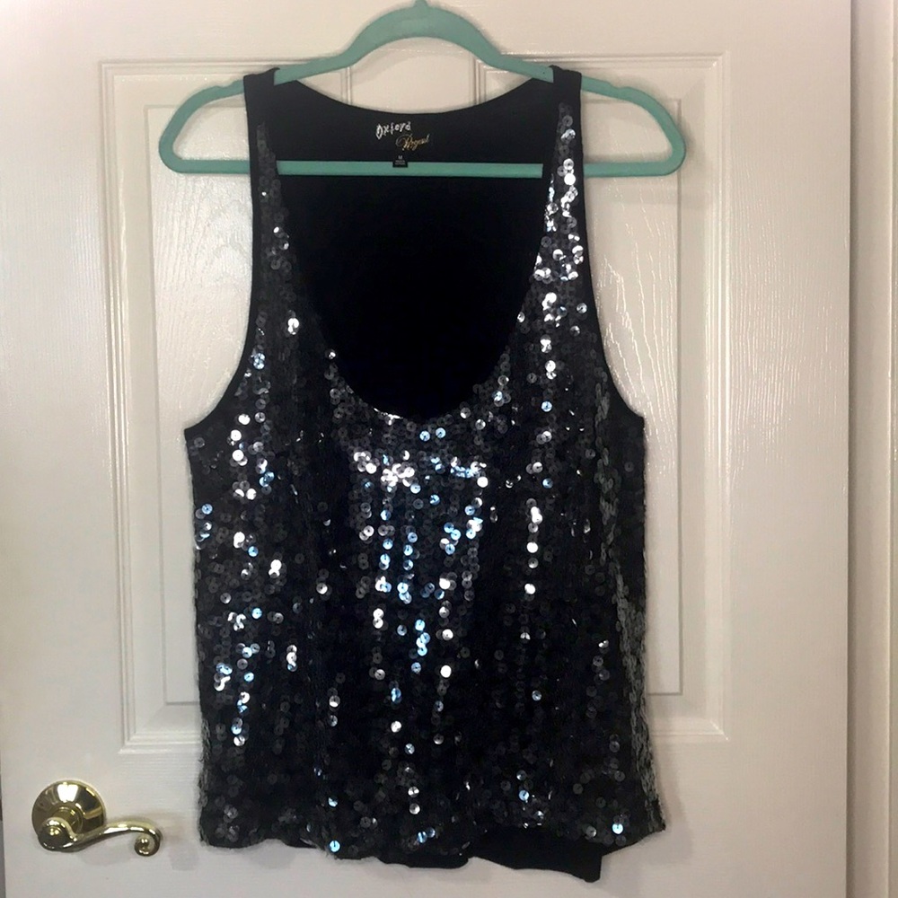Oxford & Regent black and clear sequin tank top M